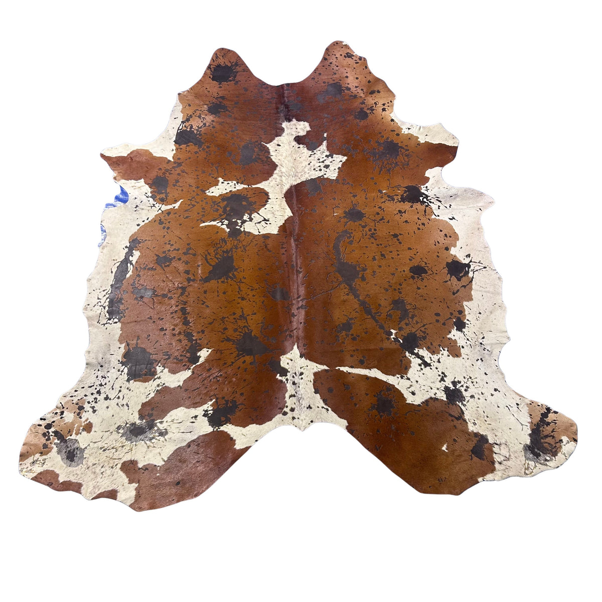 Brown and White Acid Washed with Brown Dyed Cowhide Rug Size: 7.5x7 feet Z-266