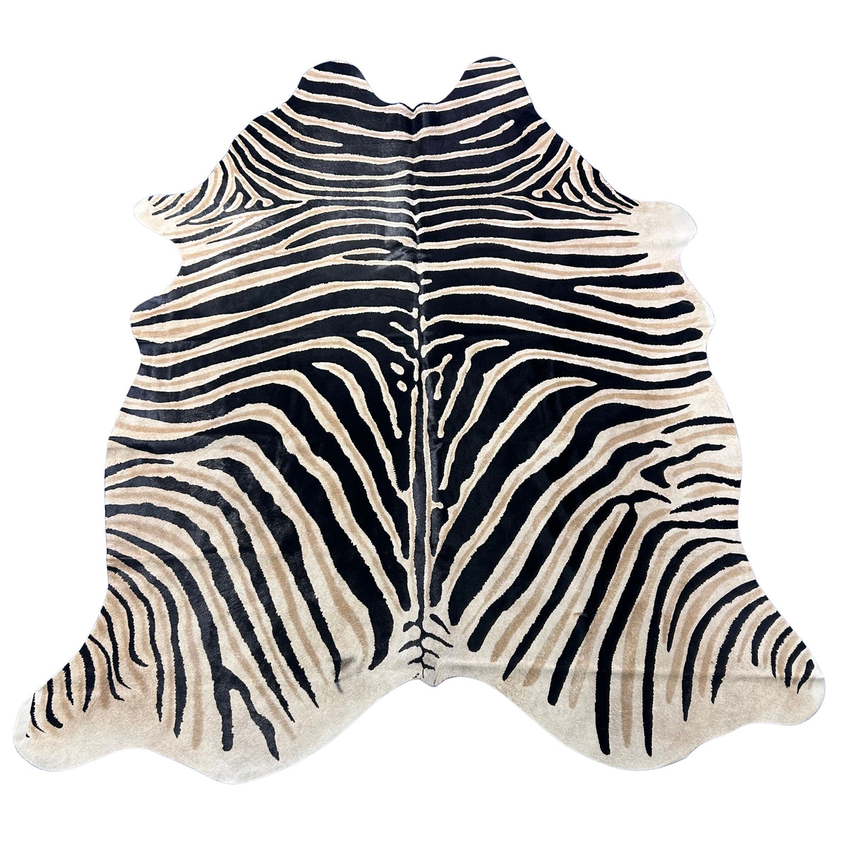 Genuine Zebra Print Cowhide Rug Size: 7.2x6 feet Z-268