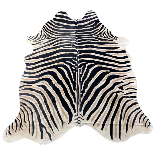 Genuine Zebra Print Cowhide Rug Size: 7.2x6 feet Z-268