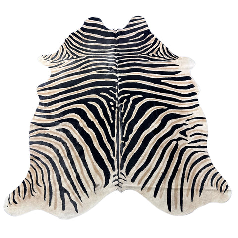 Genuine Zebra Print Cowhide Rug Size: 7.2x6 feet Z-268