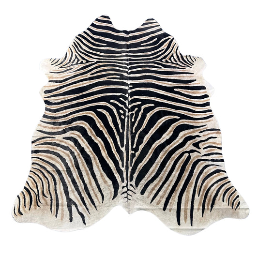 Genuine Zebra Print Cowhide Rug Size: 7.5x7 feet Z-270