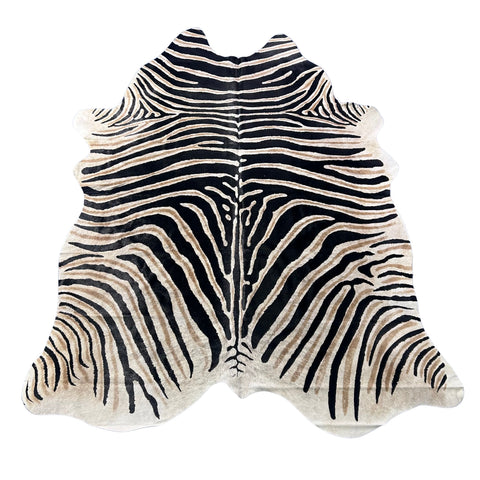 Genuine Zebra Print Cowhide Rug Size: 7.5x7 feet Z-270