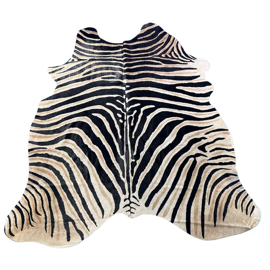 Genuine Zebra Print Cowhide Rug (beautiful quality!) Size: 7x6 feet Z-272
