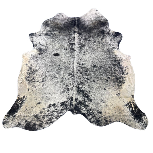 Salt & Pepper Black and White Cowhide Rug (background has some beige) Size: 8x7 feet Z-277