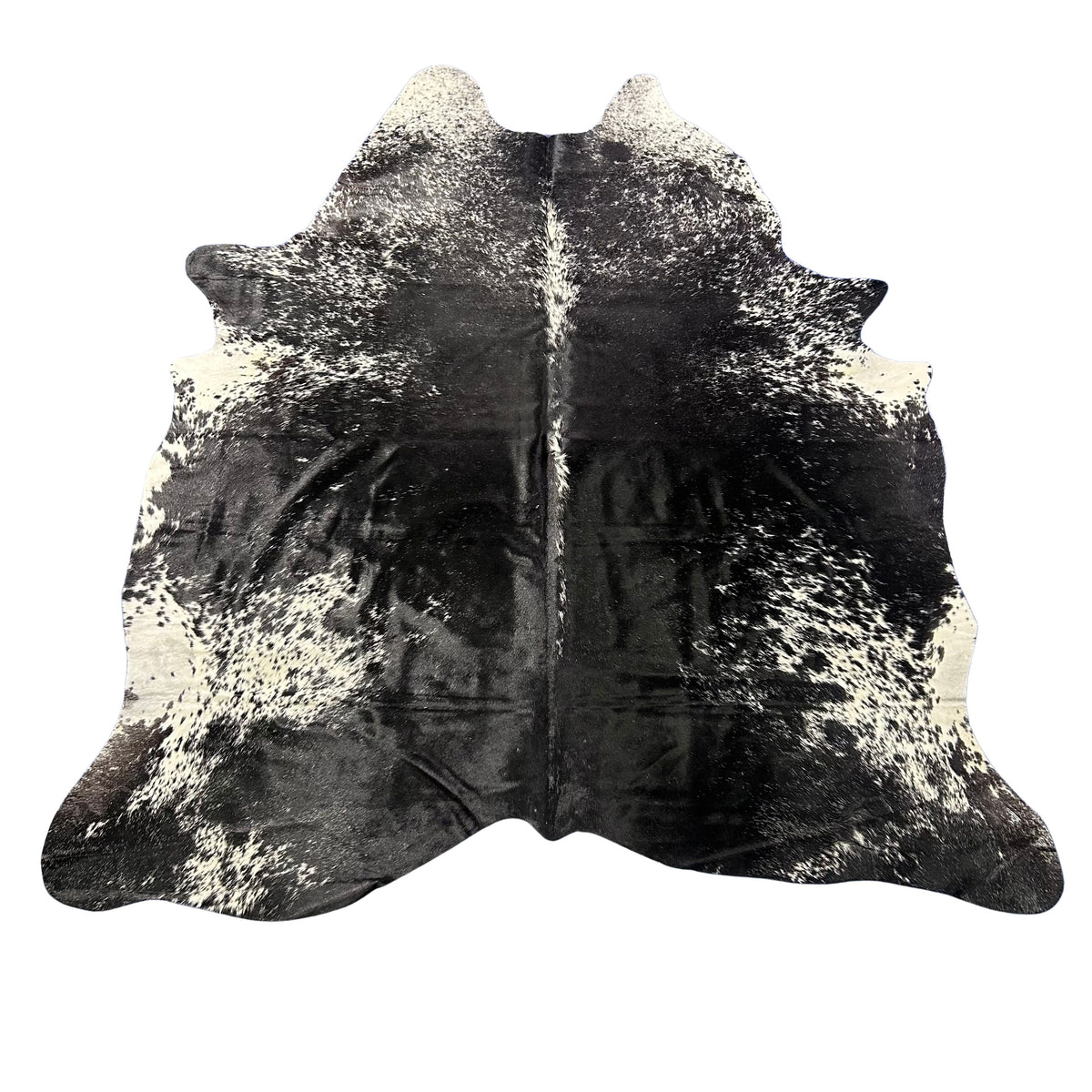 Salt & Pepper Black and White Cowhide Rug (center is solid black) Size: 7x6.5 feet Z-281