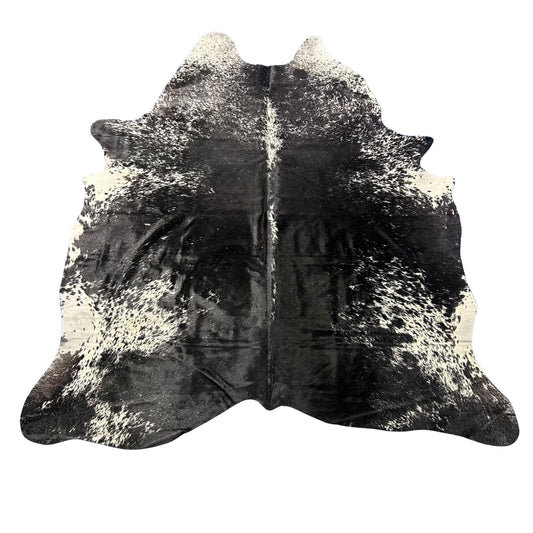 Salt & Pepper Black and White Cowhide Rug (center is solid black) Size: 7x6.5 feet Z-281