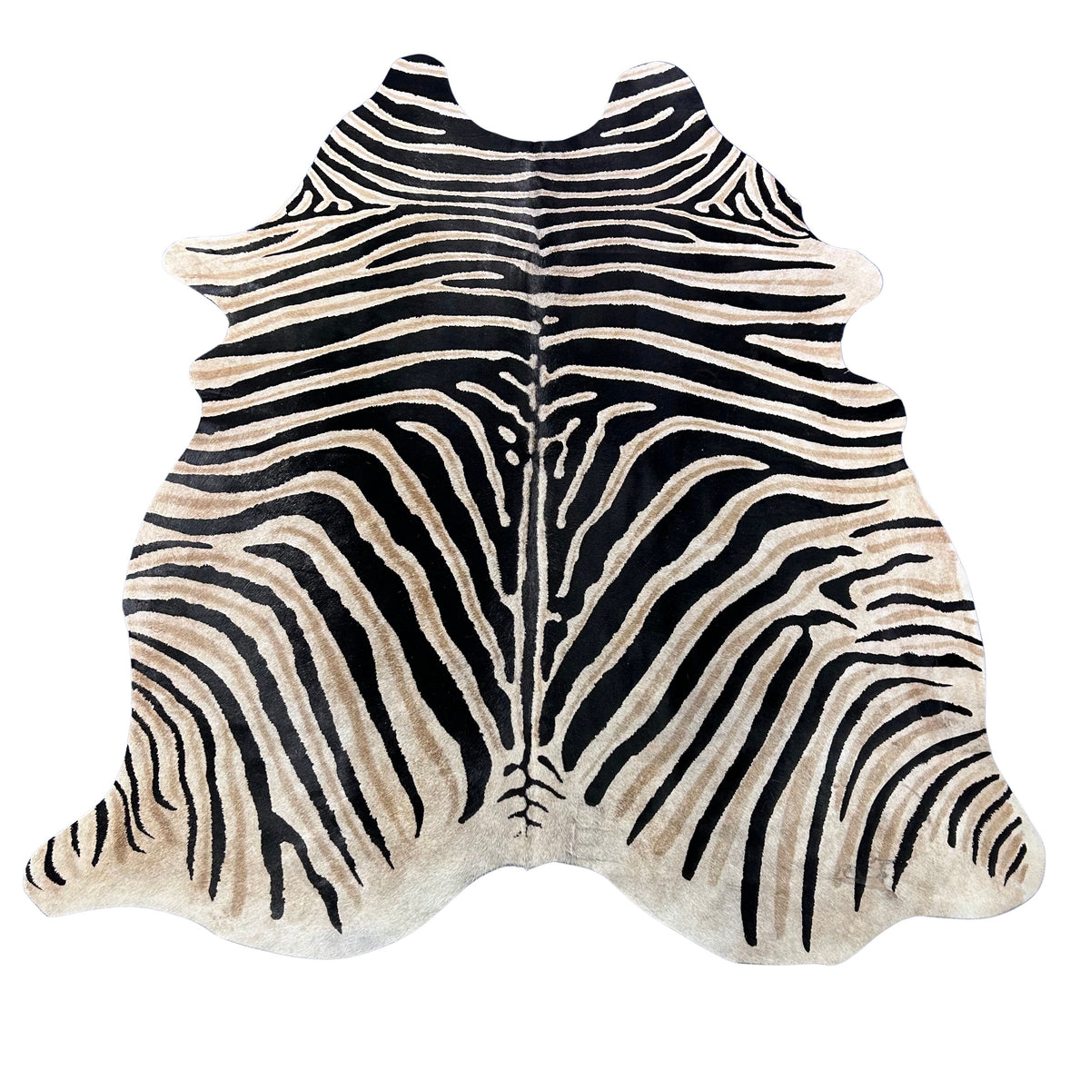 Genuine Zebra Print Cowhide Rug Size: 7x6 feet Z-289