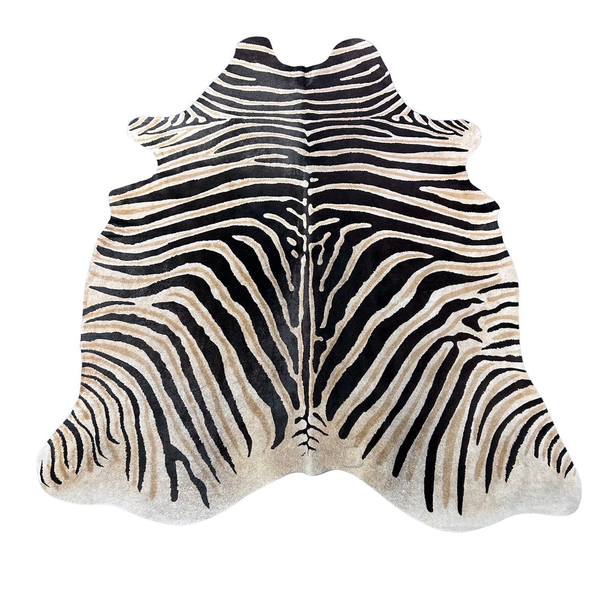 Genuine Zebra Print Cowhide Rug Size: 7x6 feet Z-290