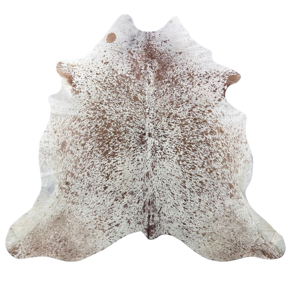 Salt & Pepper Brown and White Cowhide Rug (a bit of a hump) Size: 7x6 feet Z-291