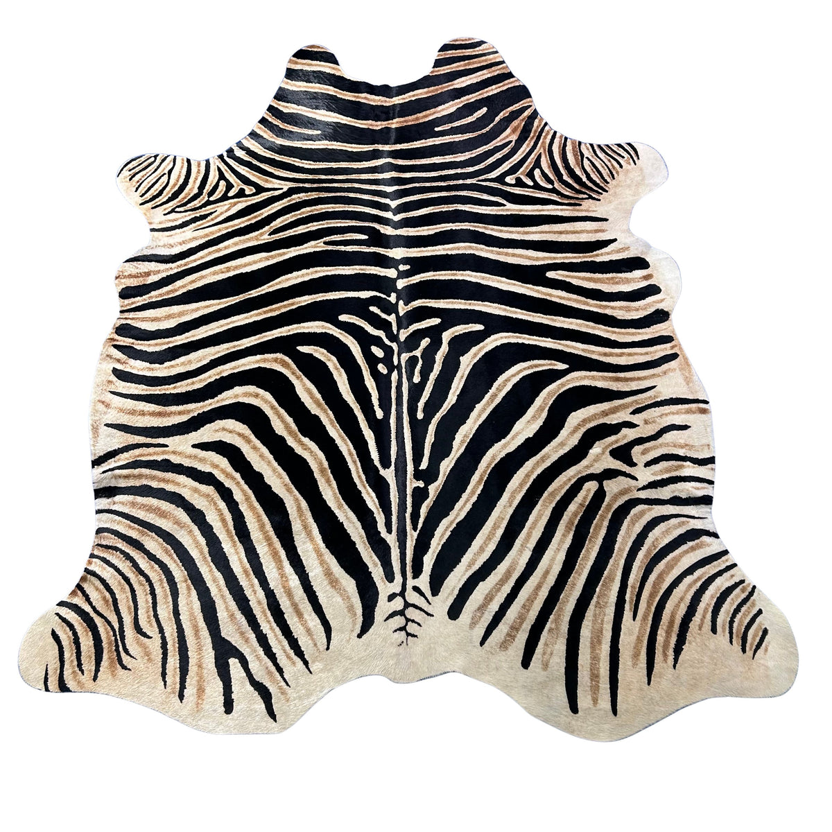 Genuine Zebra Print Cowhide Rug (darker background/ great quality!) Size: 7.5x6 feet Z-293