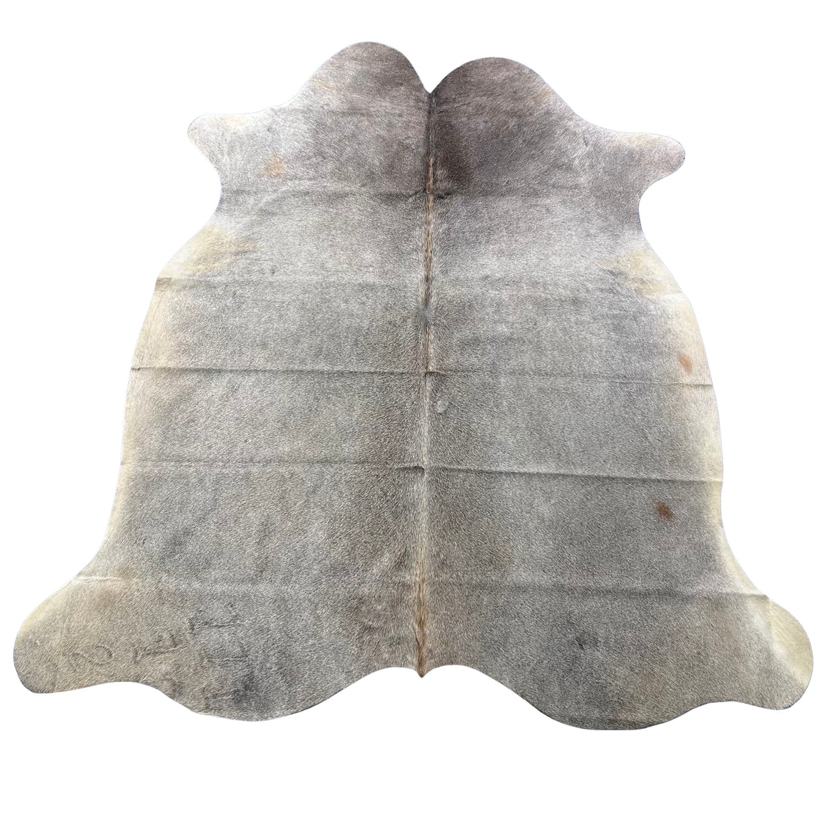 Natural Grey Cowhide Rug (fire brands + some beige spots) Size: 7x6 feet Z-294