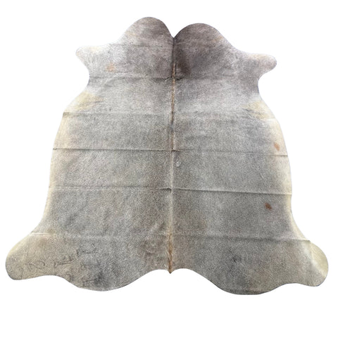 Natural Grey Cowhide Rug (fire brands + some beige spots) Size: 7x6 feet Z-294
