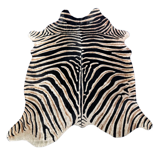 Genuine Zebra Print Cowhide Rug (some stripes are blurry) Size: 7x6 feet Z-296
