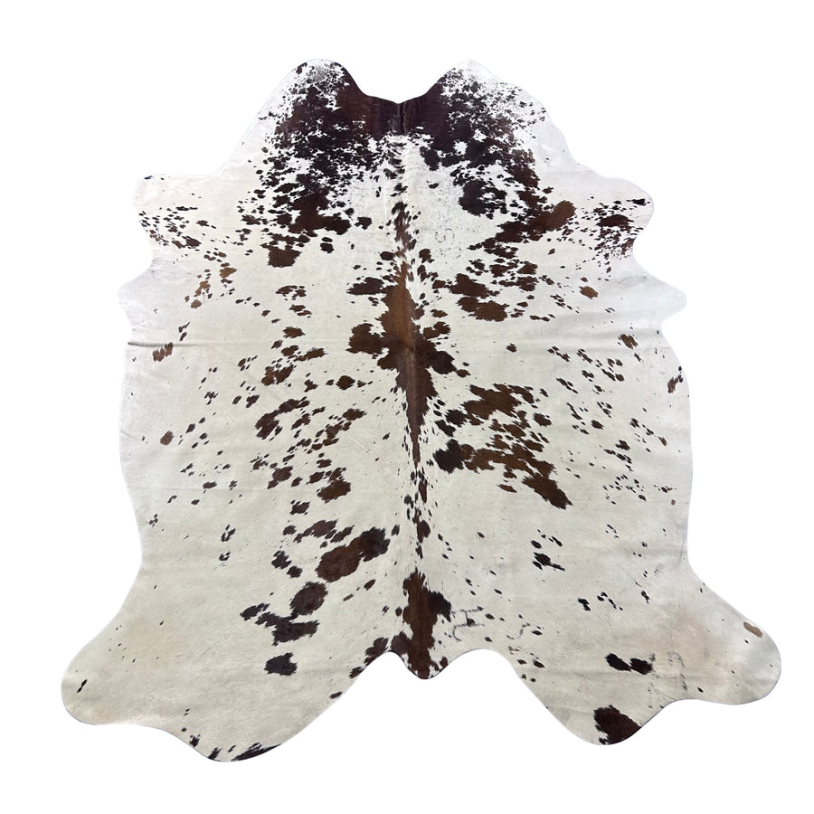 Beautiful Brown & White Speckled Cowhide Rug Size: 7x6 feet Z-301