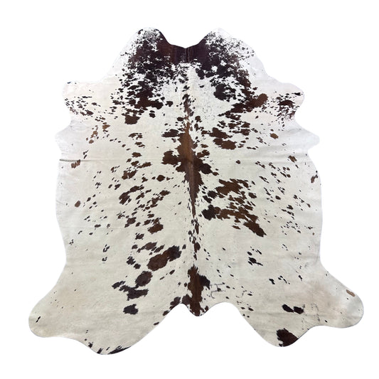 Beautiful Brown & White Speckled Cowhide Rug Size: 7x6 feet Z-301