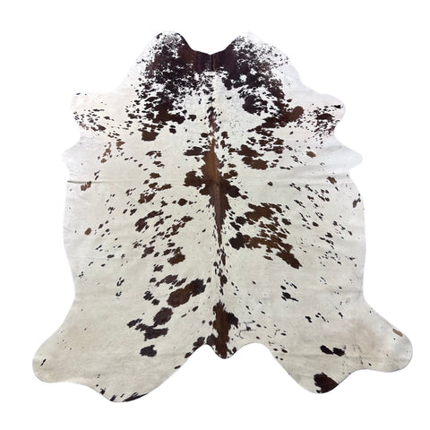 Beautiful Brown & White Speckled Cowhide Rug Size: 7x6 feet Z-301