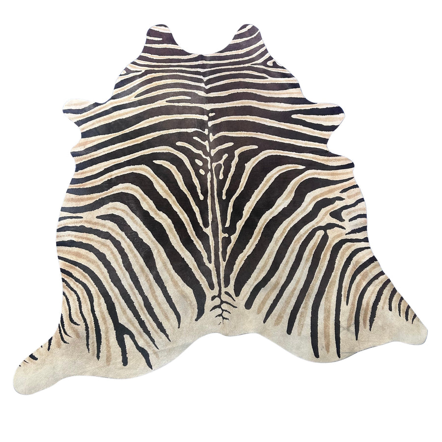 Genuine Zebra Print Cowhide Rug (brown stripes) Size: 6.2x6 feet Z-304