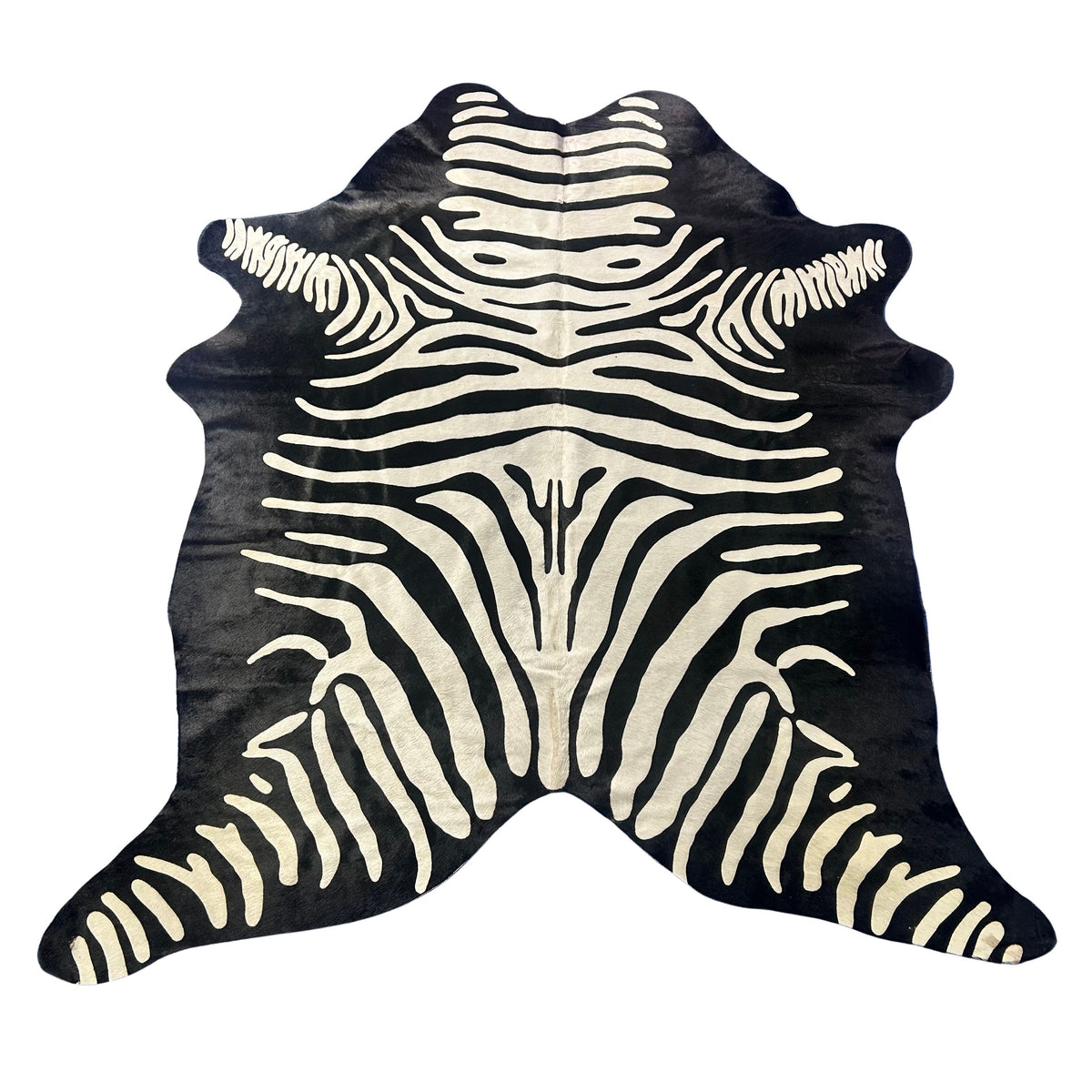 Reverse Zebra Cowhide Rug Size: 7x6 feet Z-310