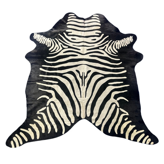 Reverse Zebra Cowhide Rug Size: 7x6 feet Z-310