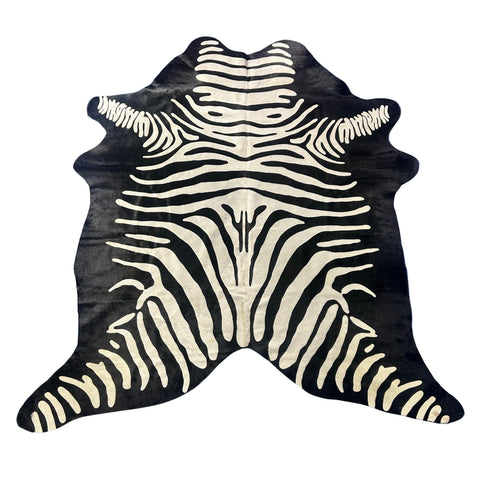 Reverse Zebra Cowhide Rug Size: 7x6 feet Z-310