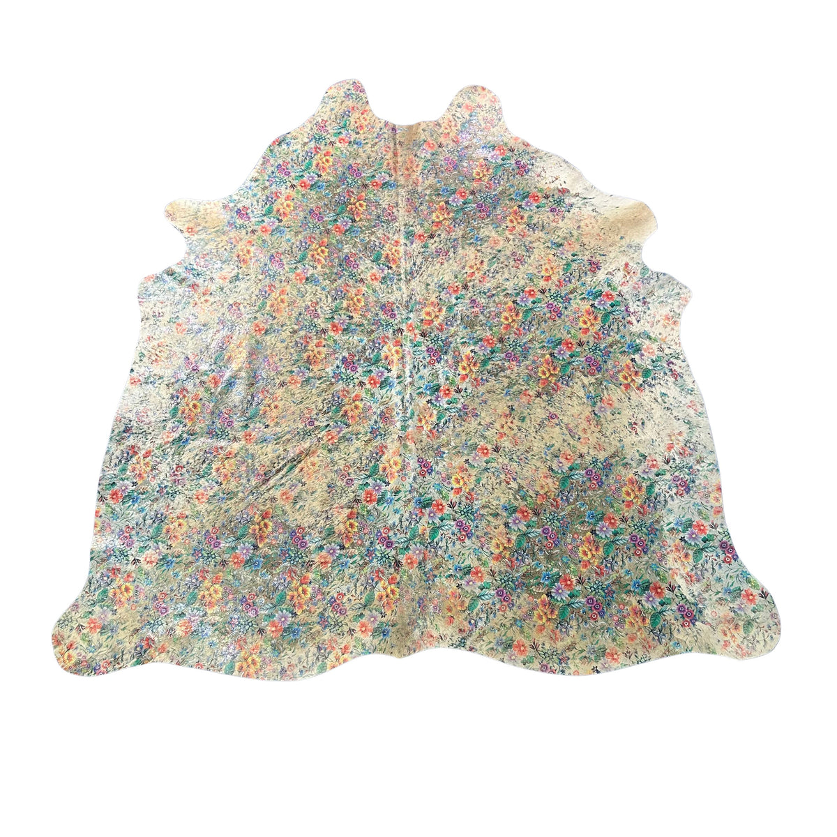 Floral Acid Washed Cowhide Rug Size: 7x7 feet Z-311