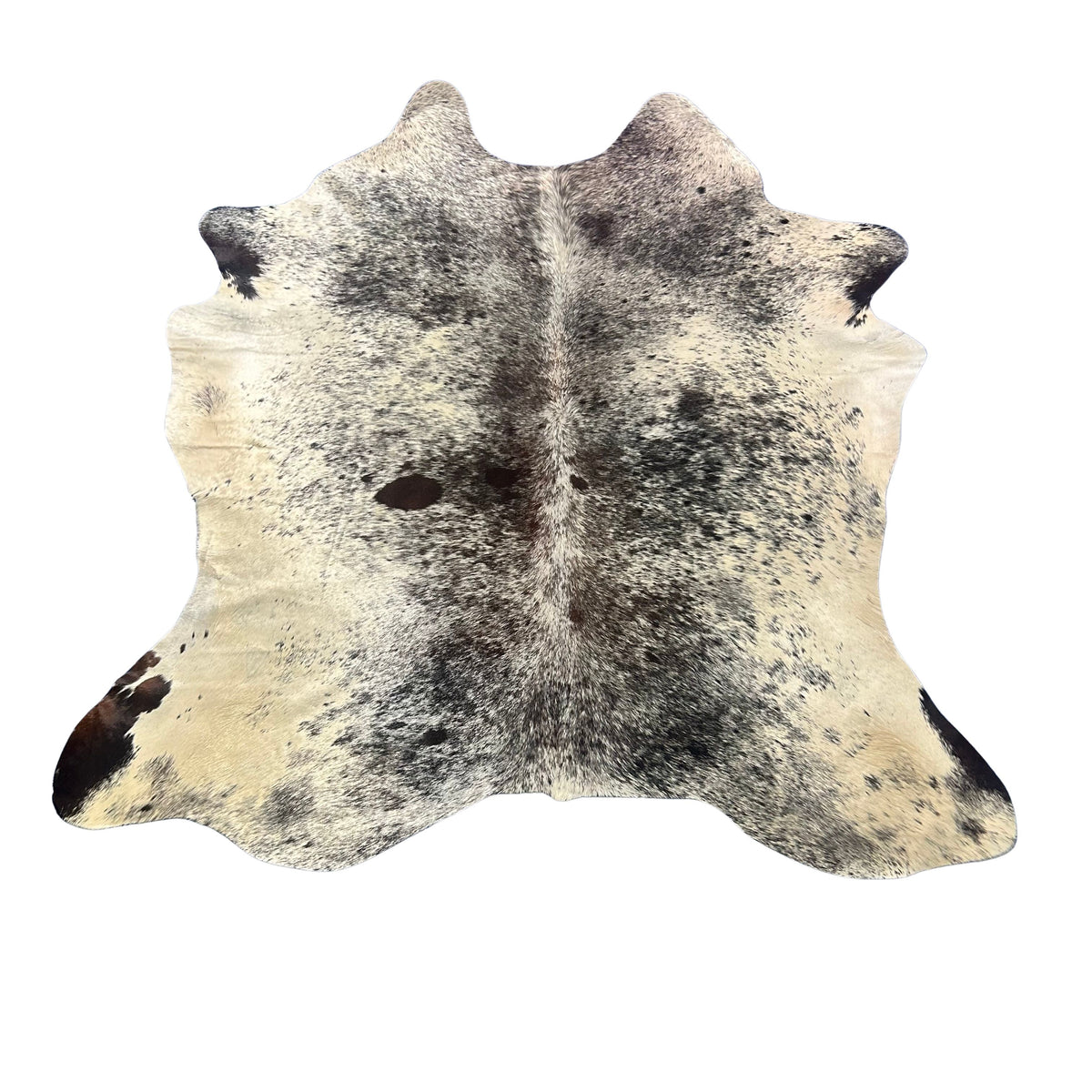 Salt & Pepper Black and White Cowhide Rug (some spots are dark brown) Size: 7x6.5 feet Z-312