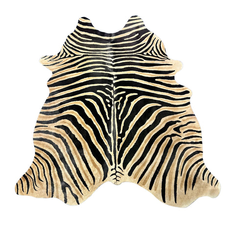 Genuine Zebra Cowhide Rug (dark inner lines) Size: 7.5x6 feet Z-316