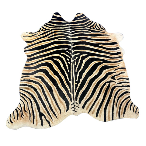 Genuine Zebra Cowhide Rug (dark inner lines) Size: 6.2x6 feet Z-318
