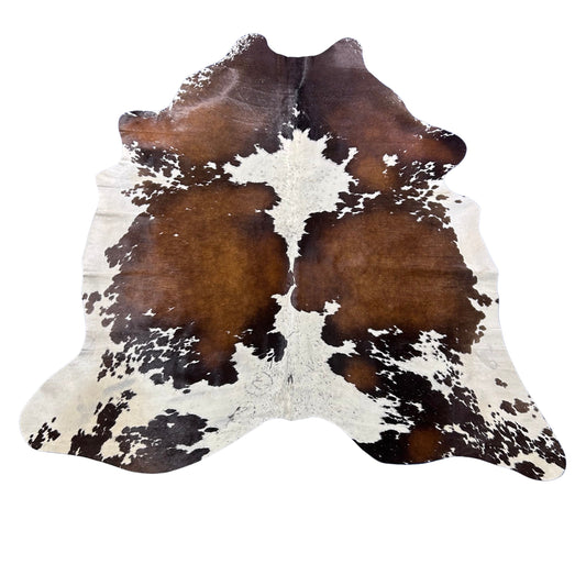 Brown and White Spotted Cowhide Rug (a bit reddish) Size: 7x6 feet Z-327