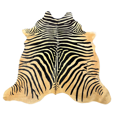 Genuine Zebra Print (beige background) Size: 7.2x6.5 feet Z-345