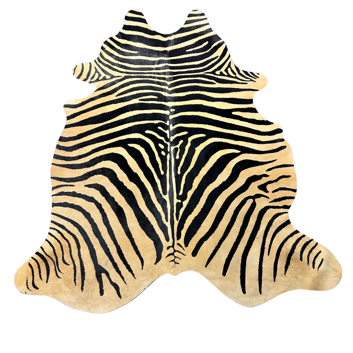 Genuine Zebra Print (beige background/ some scars) Size: 7.7x6.2 feet Z-348