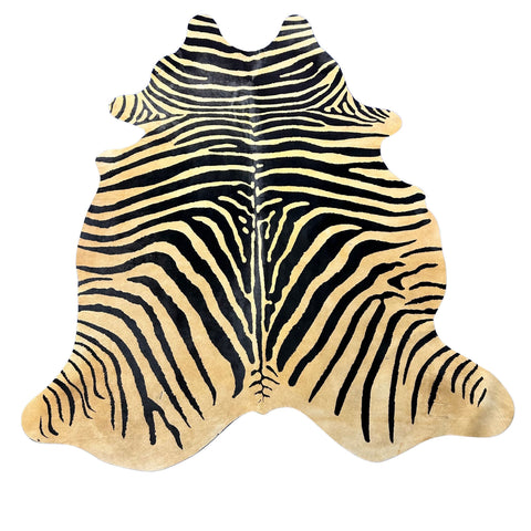 Genuine Zebra Print (beige background/ some scars) Size: 7.7x6.2 feet Z-348