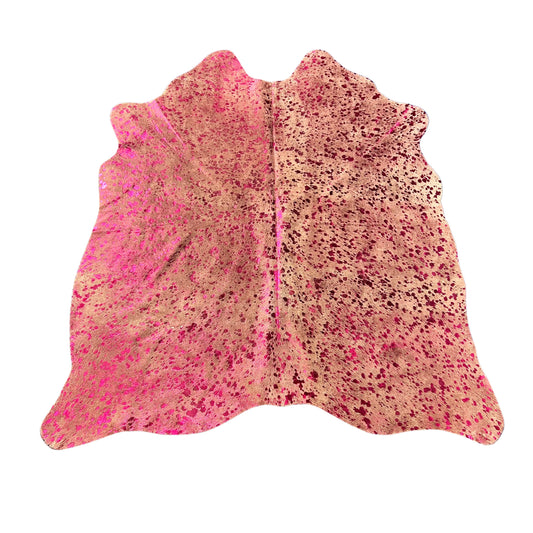 Pink Metallic Cowhide Rug Size: 5.2x4.7 feet Z-349