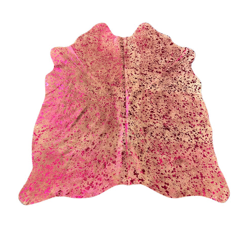 Pink Metallic Cowhide Rug Size: 5.2x4.7 feet Z-349