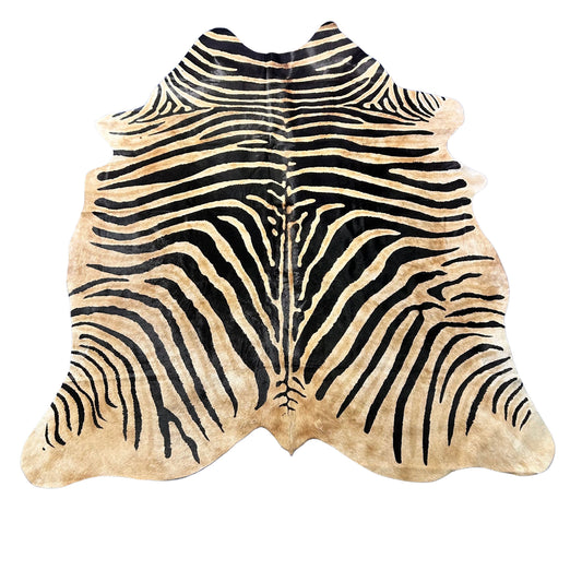 Genuine Zebra Cowhide Rug (background is more beige) Size: 7x6 feet Z-350