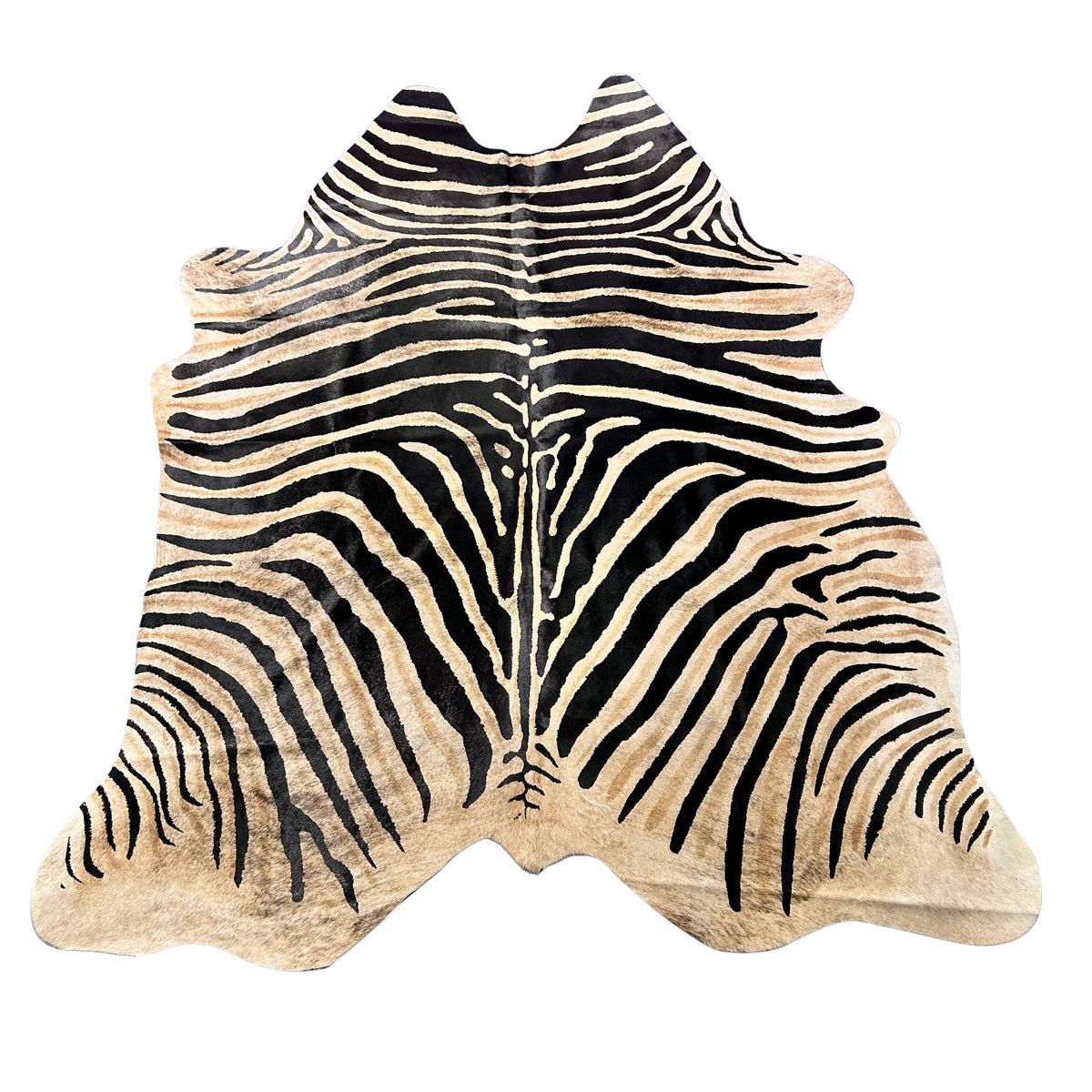 Genuine Zebra Cowhide Rug (background is a bit brindle) Size: 7.2x6 feet Z-353