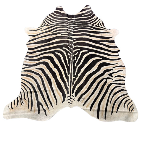 Genuine Zebra Print Cowhide Rug Size: 7x6 feet Z-365
