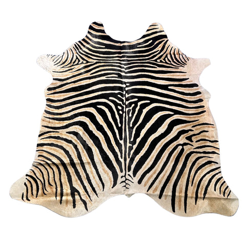 Genuine Zebra Print Cowhide Rug Size: 7.5x6 feet Z-366