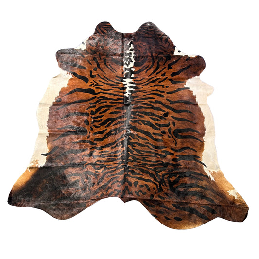 Java Tiger Print Cowhide Rug Size: 7.7x7 feet Z-368