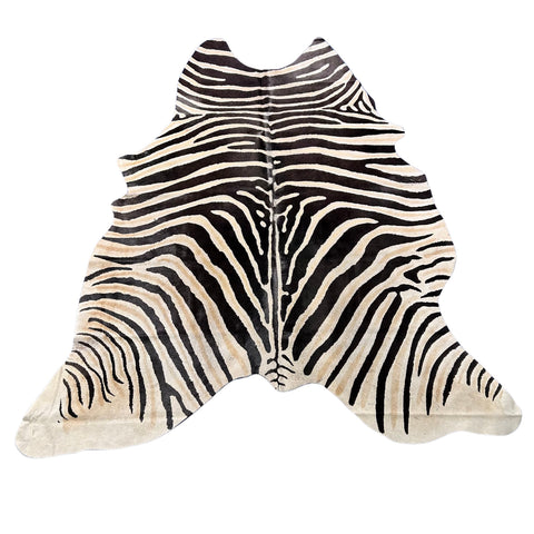 Genuine Zebra Print Cowhide Rug (a bit of an odd shape) Size: 7x6.2 feet Z-369