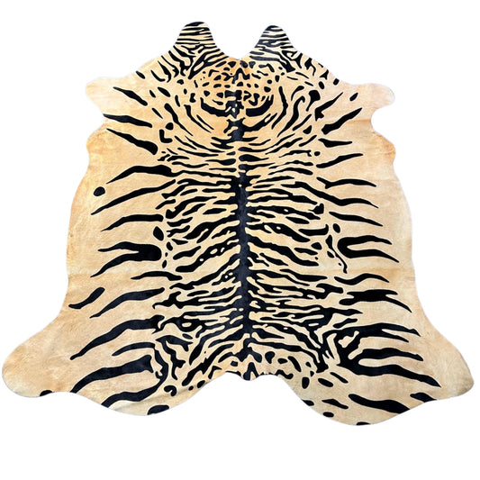 Tiger Print Cowhide Rug Size: 7.5x6.2 feet Z-371