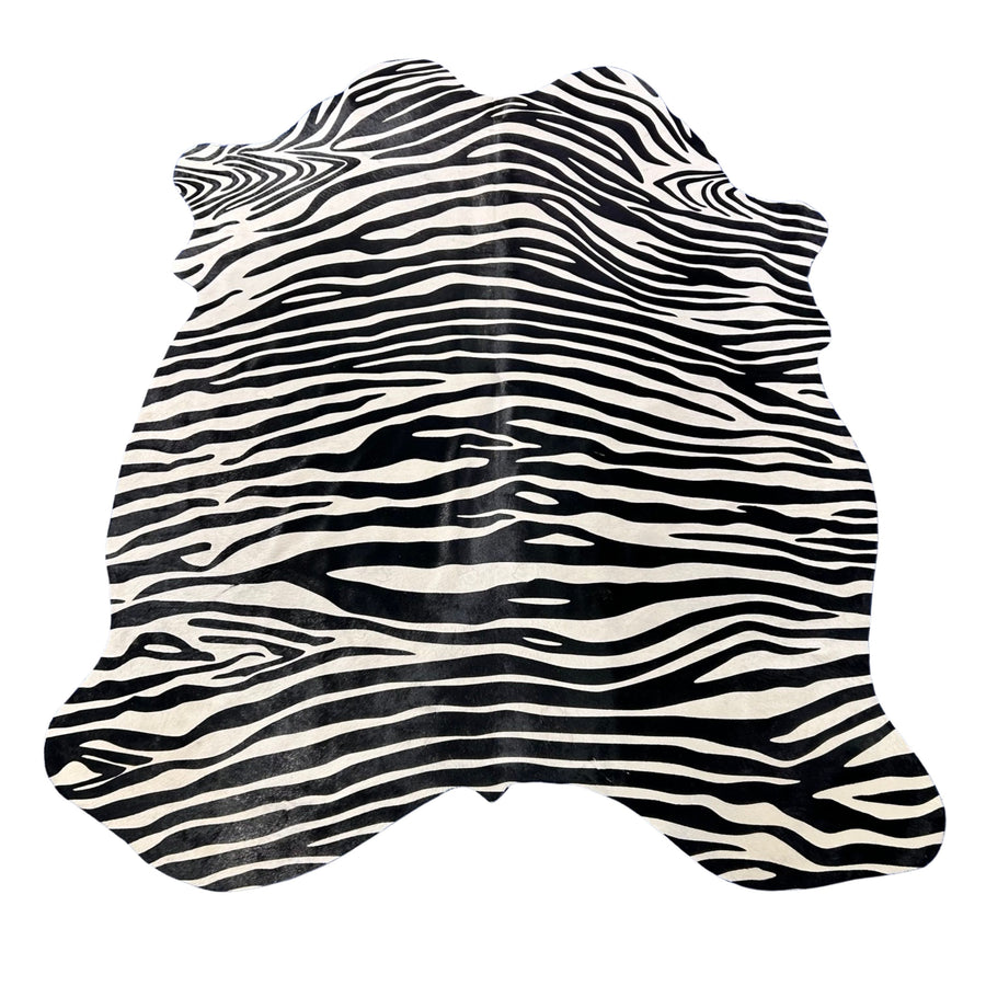 Zebra Print Cowhide Rug (4 patches) Size: 7x6 feet Z-375