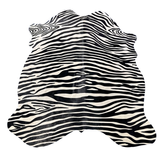 Zebra Print Cowhide Rug (4 patches) Size: 7x6 feet Z-375