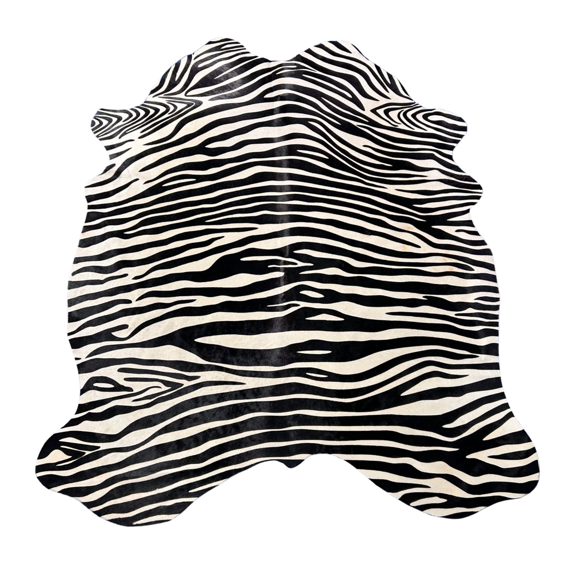 Zebra Print Cowhide Rug (some beige spots) Size: 7x6 feet Z-376