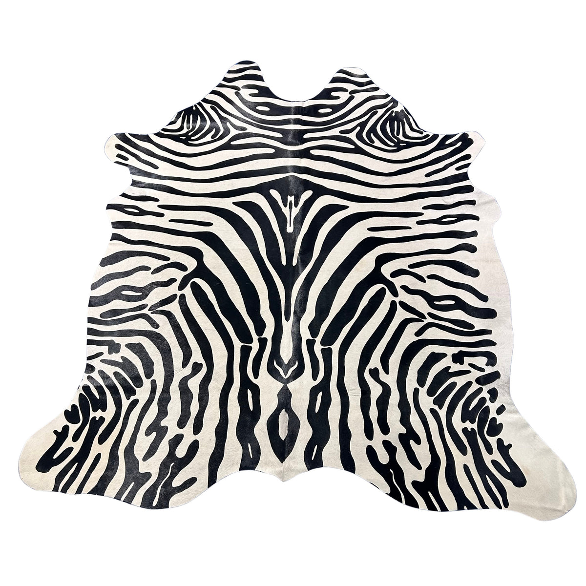 Upholstery Zebra Cowhide Rug (2 small patches) Size: 7x6.5 feet Z-377