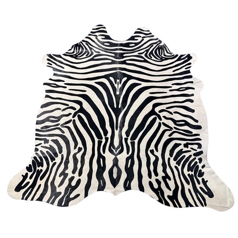 Upholstery Zebra Cowhide Rug (2 small patches) Size: 7x6.5 feet Z-377