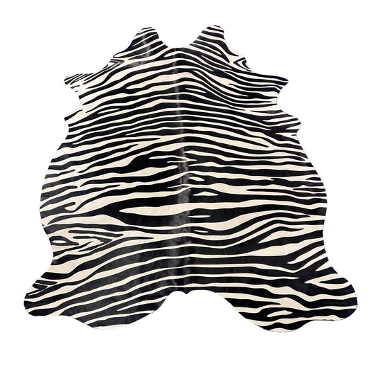 Horizontal Pattern Zebra Print Cowhide Rug Size: 7x5.5 feet Z-381