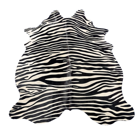 Horizontal Pattern Zebra Print Cowhide Rug Size: 7x5.5 feet Z-381