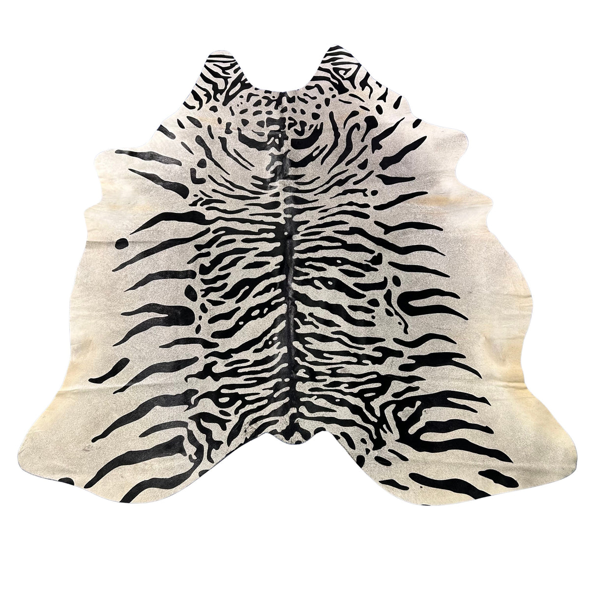 Grey Java Tiger Cowhide Rug (fire brand) Size: 7x6.7 feet Z-384