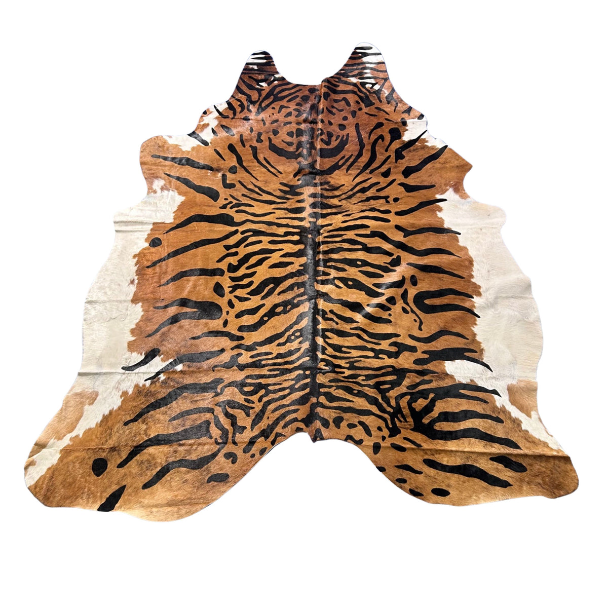 Java Tiger Cowhide Rug (heavy and soft hide) Size: 7x6.5 feet Z-392
